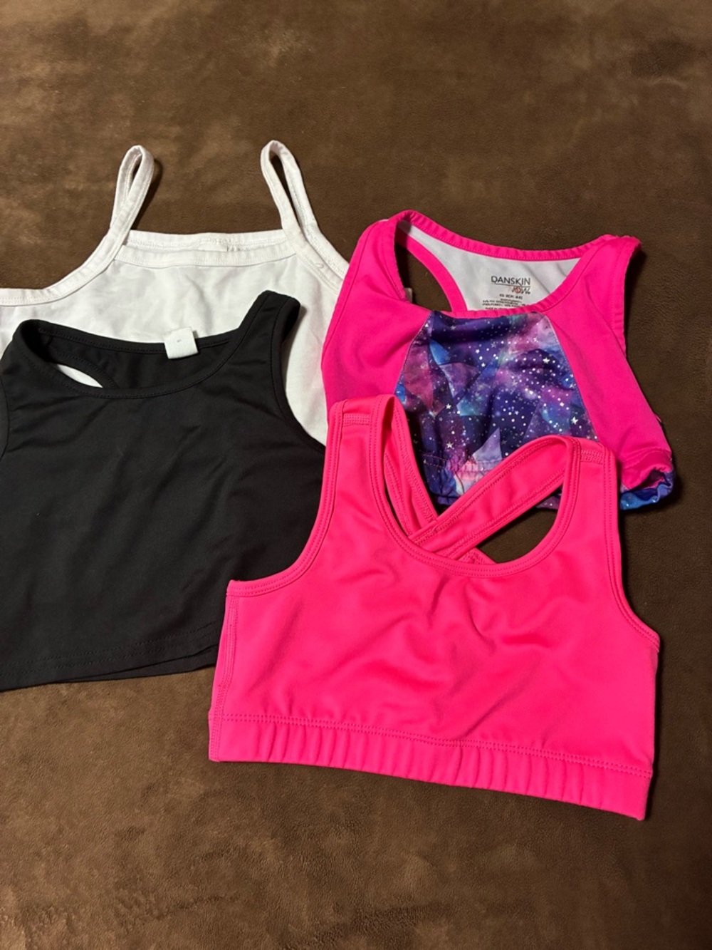 Danskin Hot Pink Racerback Sports Bra Top with Galaxy Panel plus 3